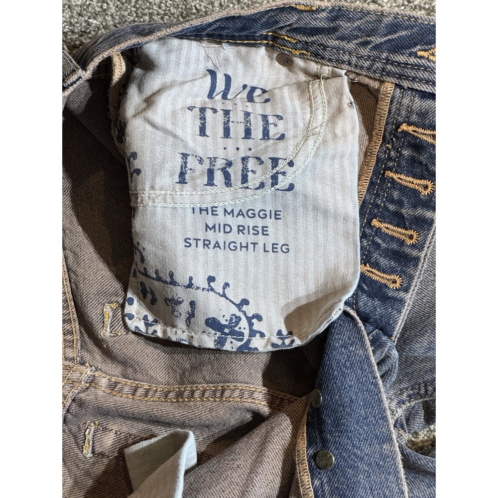 Free People We The Free Maggie Mid-Rise Straight Leg Jeans - Back Alley Blue -28 - Picture 8 of 9